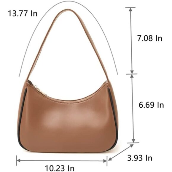 Women Coffee&Black Imported Polyester Leather Zipper Closure Mini Tote Handbag - Picture 3 of 8